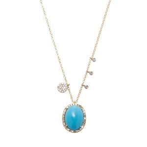 Meira T Turquoise Diamond Yellow Gold Necklace NWT